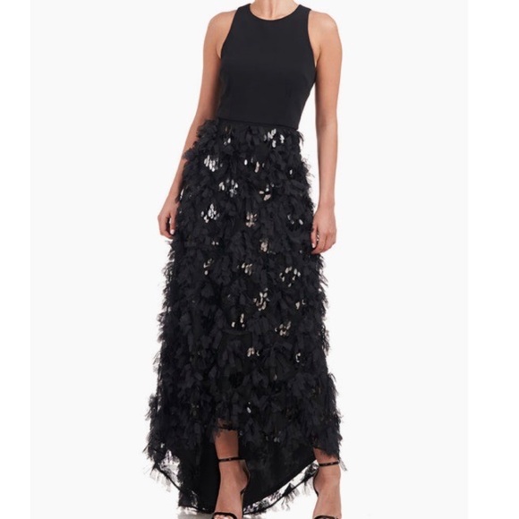 NWT JS Collections Black Ruffle Evening Gown 4 - Picture 13 of 14